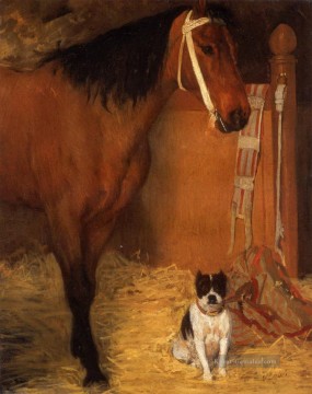 im Stall Pferd und Hund Edgar Degas Ölgemälde